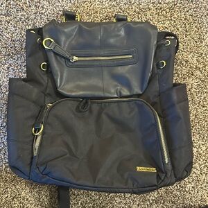 Skip Hop black leather diaper bag